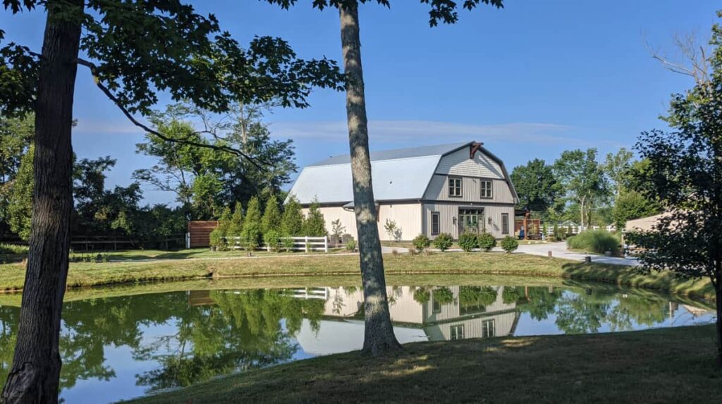 The Dutch barn venue at The Marmalade Lily, a flower farm north of Cincinnati, OH